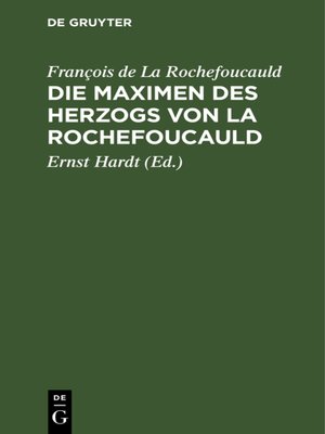 cover image of Die Maximen des Herzogs von La Rochefoucauld